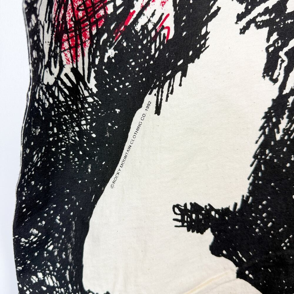 Vintage 1992 AOP Native Indian Single Stitch TShirt Rocky Mountain - Mens L - Picture 4 of 11